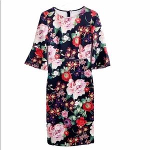 NY&CO Floral Bell Sleeve Sheath Dress XS